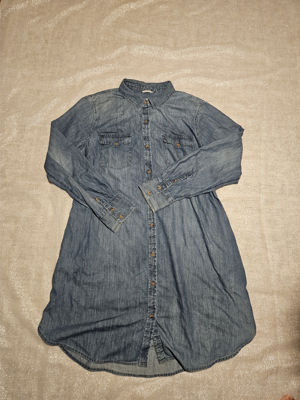 Merona Light Blue Denim Shirt Dress - Long Sleeve